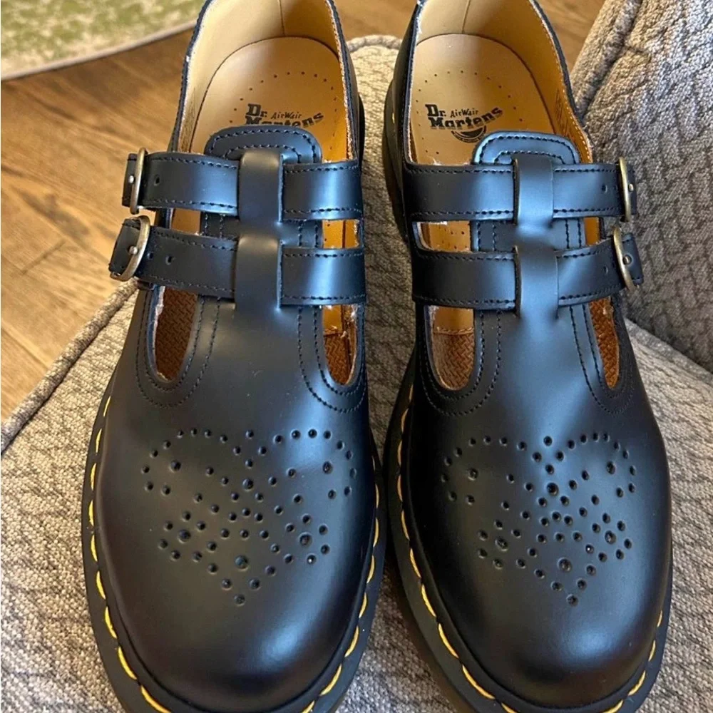 Dr. Martens Women Black Mary Jane Double-Strap Shoes - Picture 1 of 5